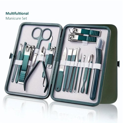 Conjunto profissional de corta-unhas – kit manicure e pedicure em aço inox, 7/10/12/18 peças com estojo de viagem