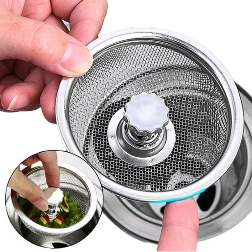 Colador/filtro de desagüe de acero inox para fregadero y piso — rejilla colectora para cocina y baño