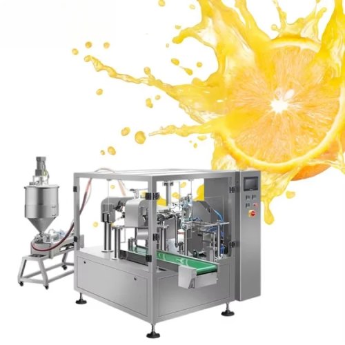 Máquina automática de enchimento e selagem de saquetas com bocal (form-fill-seal) para líquidos: sumo, mel, detergente