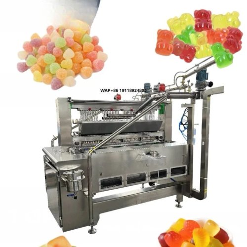 Linea di produzione completamente automatica per caramelle gommose alla frutta — macchina industriale per gummy morbidi