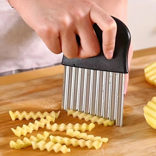 Cortador ondulado de legumes em aço inox — Lâmina manual para batatas e cenouras