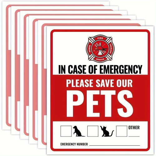 4-Pack Emergency Pet Alert Stickers – UV & Waterproof Dog Rescue Safety Signs, Easy-to-Apply
