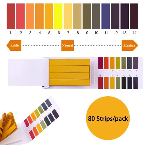 80 tiras para pH 1-14 – Papel indicador para agua y suelo, kit para medir pH