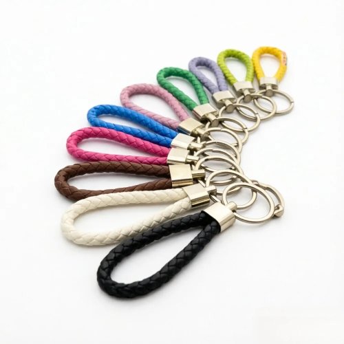 Porte-clés tressé multicolore pour couple, tendance, cuir — Pour voiture/maison/appart, homme & femme