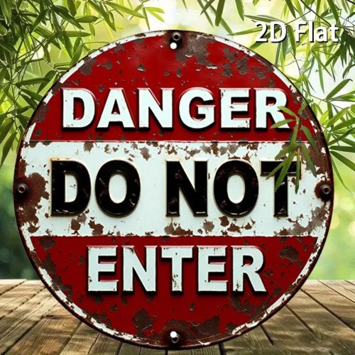 Plaque métallique vintage 'Danger' 20 cm – Aluminium plat 2D rouge et blanc, déco murale rustique pour maison, garage, café