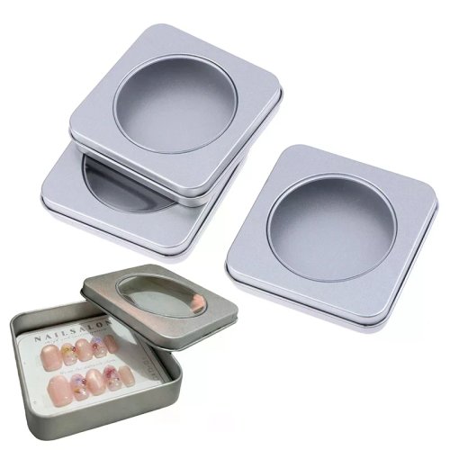 Caixa metálica com visor para unhas postiças press-on – Organizador/expositor de unhas, 1 ou 5 unidades