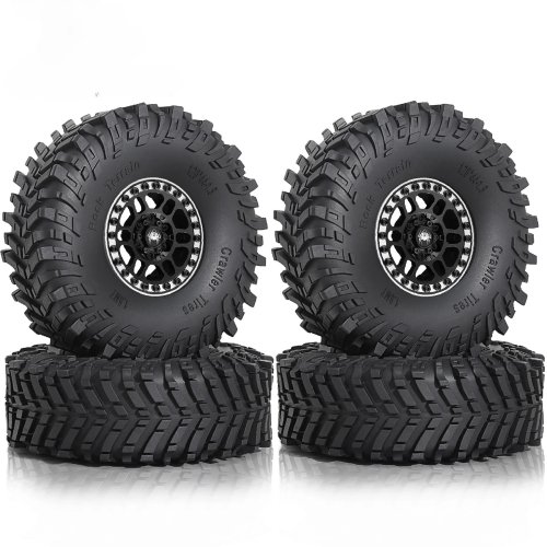 RC 1.9" climbing tire 'Hurricane' + replacement wheel hub for Axial Ghost / TRX4 / SCX10 III — crawler tire set (fits R347)