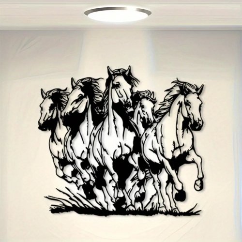 2D Flat Metal Horse Wall Art – Rust‑Resistant Equestrian Decor for Arena & Lounge, Gift for Trainers, Christmas Decoration