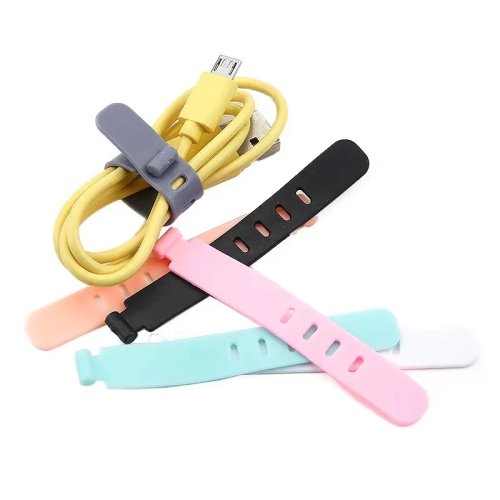 Paquete 20 Organizadores de Cables de Silicona — Clips/Correas para Cargador, Audífonos y Mouse
