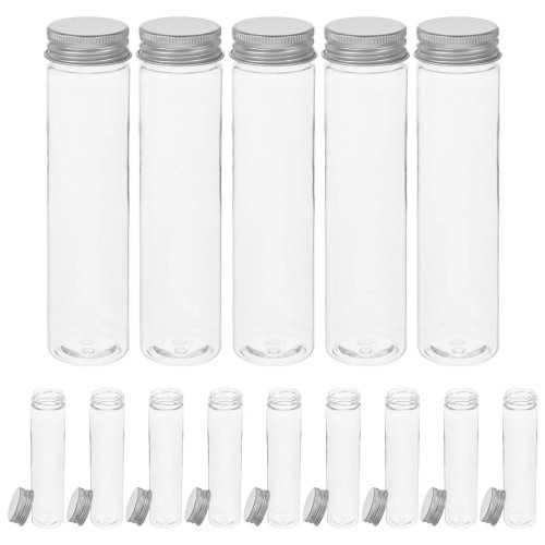 20 unidades Tubos de Ensaio em Plástico Transparente Fundo Plano 110 ml – Para Experiências, Armazenamento e Decoração