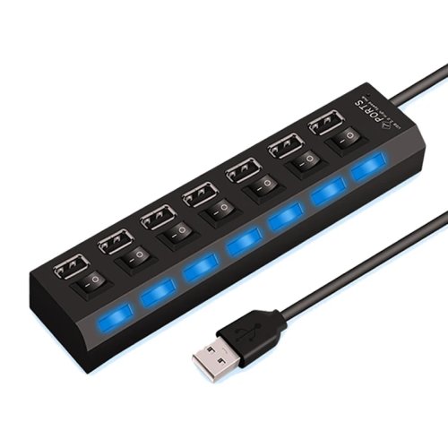 USB 2.0 허브 4포트/7포트 고속, LED 인디케이터 및 스위치 포함 — PC/노트북용 USB 분배기·확장기