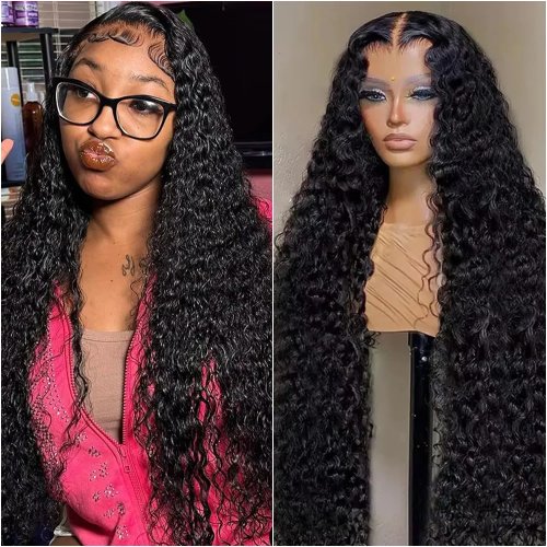 Peruca de cabelo humano brasileiro 38/40 inch Deep Wave – frontal 13x6 HD + 5x5, linha frontal já desfiada