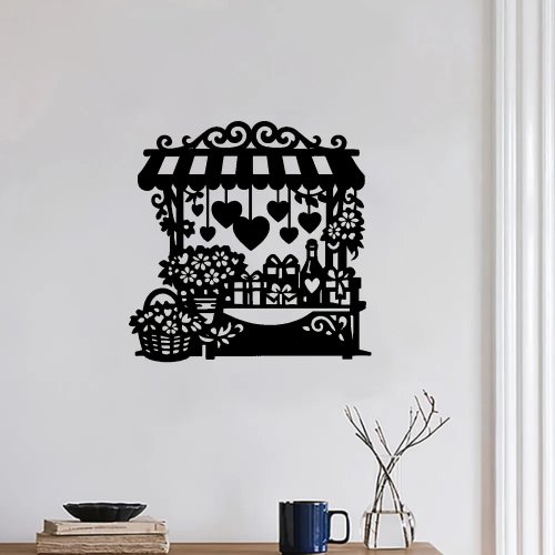 Metall-Wanddeko Herz mit Blumenmotiv – Eisenskulptur für Wohnzimmer oder Gartenzaun, romantische Geschenkidee
