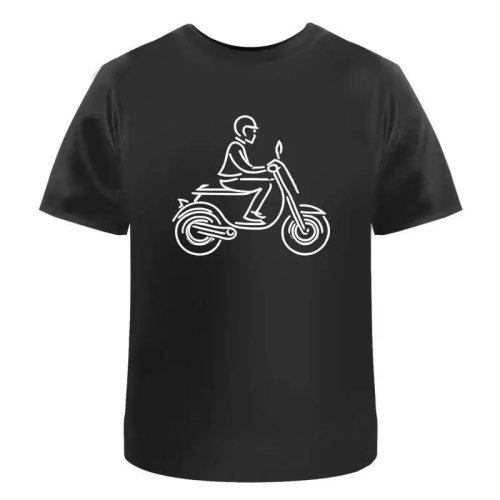 Herren T‑Shirt aus Baumwolle mit Print 'Mann auf Roller'