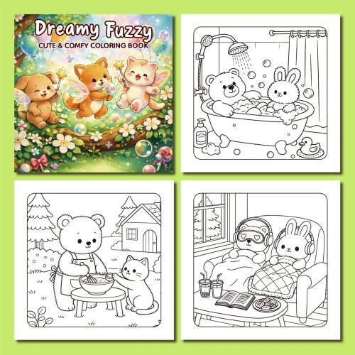 24-sheet Cartoon Doodle Coloring Pages — Cute Pet Elf for Stress Relief, Comfort & Relaxation