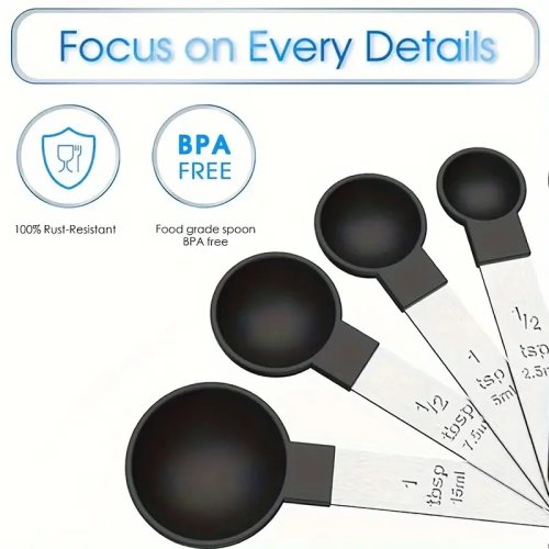 8pc Measuring Cups & Spoons Set – Nesting/Stackable Measuring Cups with Stainless Steel Handles, Kitchen Gadgets for Cooking & Baking