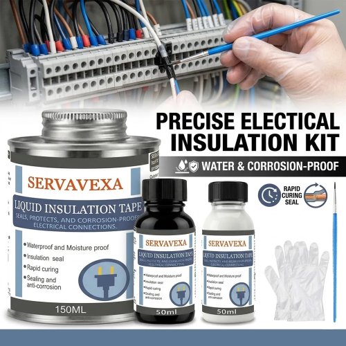 Kit Fita Eléctrica Líquida SERVAVEXA — Selante isolante impermeável com pincel e luvas, cura rápida para fiação exterior