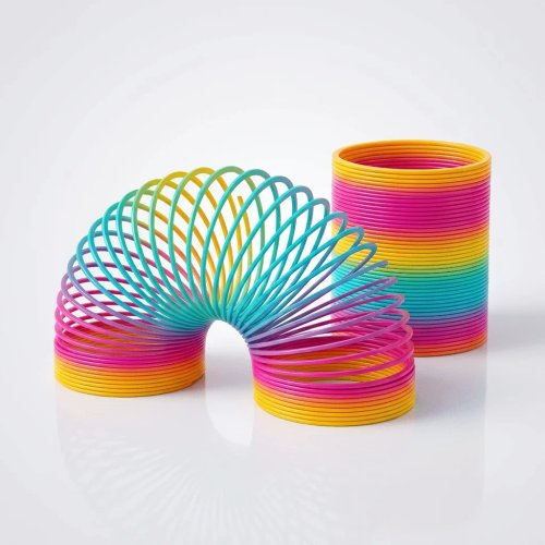 Rainbow Slinky / Spring Coil Toy – Plastic spring fidget & educational toy for kids, random color