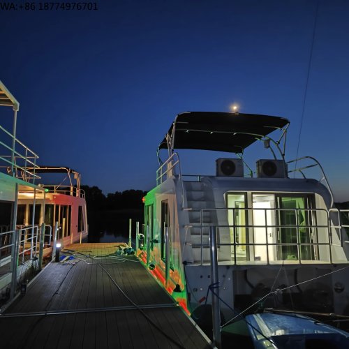 Casa-barco Allhouse HB-1250 com tanques de água 700L, ar condicionado e cozinha — barco hotel/bar flutuante