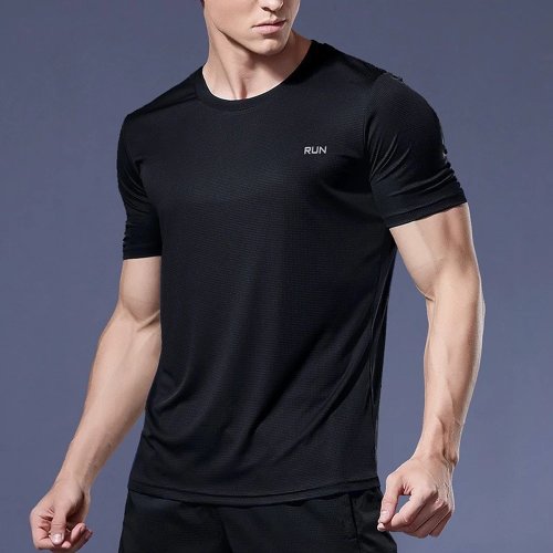 T-shirt uomo manica corta asciugatura rapida per running e palestra — maglia da allenamento (rashguard)