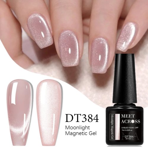 7 ml Cat-Eye Magnet-Gel-Nagellack Pink/Silber mit Glitzer, semipermanent, UV/LED-härtend, Soak-Off