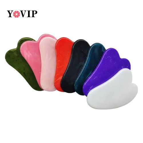 Gua Sha em jade sintético e quartzo rosa – pedra de massagem facial e de pescoço, efeito lifting e anti-rugas