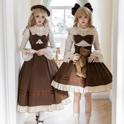 Vestido Hanfu longo bordado original Withpuji (JSK), padrão folha de lótus, com enchimento no peito — Coleção Primavera