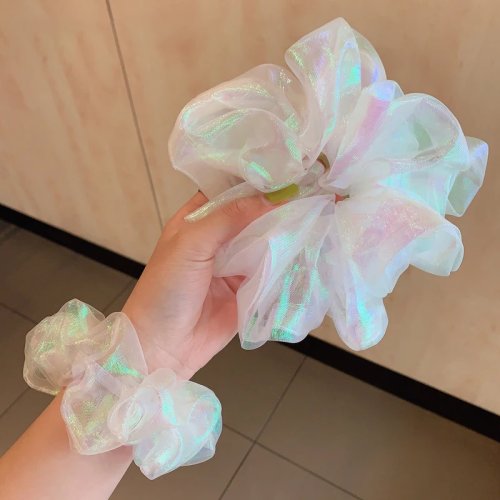 Scrunchie de organza para mulher - elástico de cabelo estilo coreano, elegante para rabo-de-cavalo
