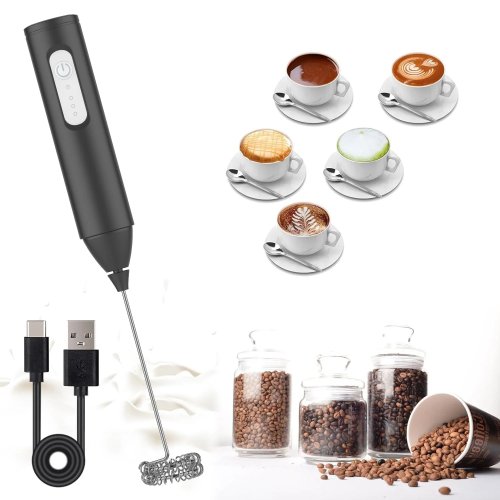 Mini USB Milk Frother — Rechargeable Handheld Coffee Whisk, 3-Speed Foam Maker