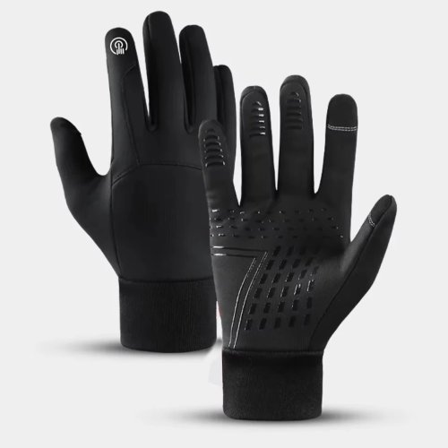Herren Herbst/Winter Fahrrad- & Motorradhandschuhe – Warm, Touchscreen-fähig, Rutschfest, Schwarz