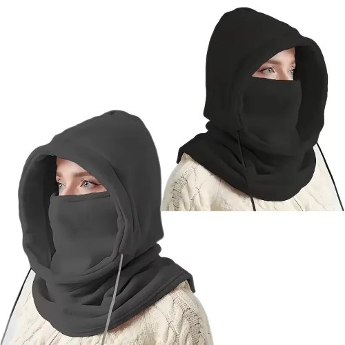 Pasamontañas de punto unisex para invierno – capucha cortavientos para moto con cordón, máscara térmica de punto