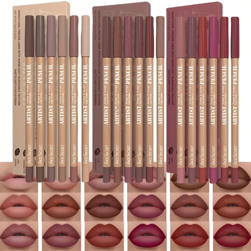 Kit 6 Lápis Contorno Labial Matte Aveludado – Longa Duração, Não Resseca, Para Delinear e Preencher, Indicado para Todos os Tipos de Pele