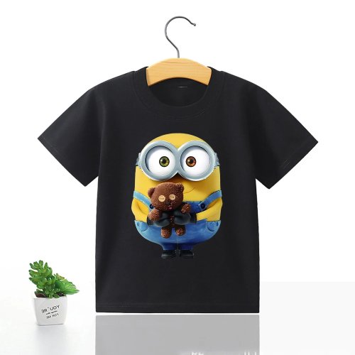 T-shirt Minions estilo kawaii/anime, manga curta em algodão, top casual de verão, presente de aniversário