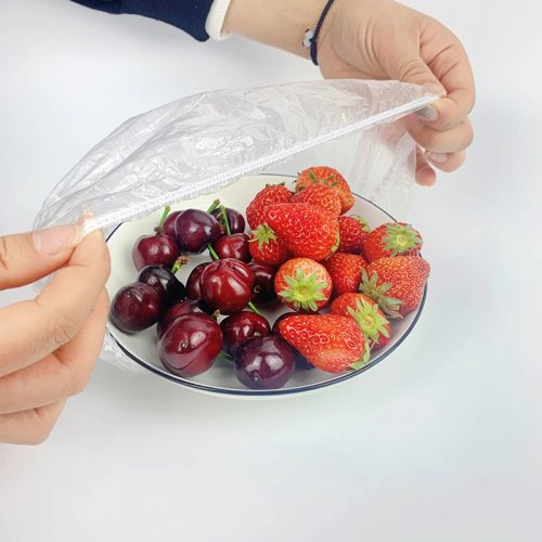 100 unidades tampas descartáveis elásticas para alimentos (filme esticável) para tigelas, evita transferência de cheiros e conserva a frescura
