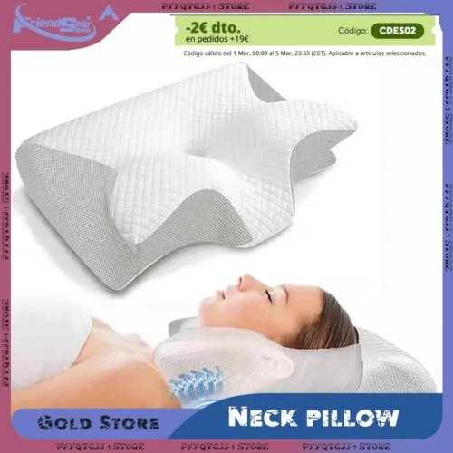 Almofada viscoelástica em forma de borboleta — apoio cervical contornado para alívio da dor no pescoço, confortável para dormir de barriga