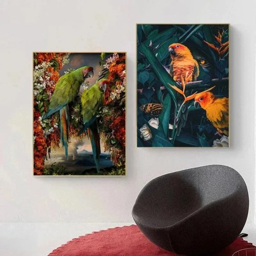 Quadro em tela Papagaio colorido estilo graffiti — Poster mural para casa e quarto