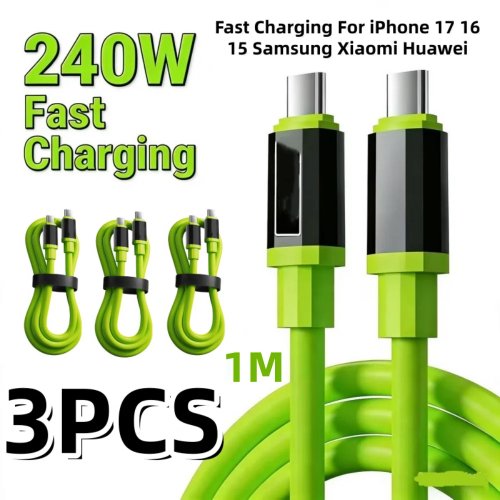 Câble USB-C vers USB-C 240W charge rapide – pack 1 ou 3 pièces – compatible iPhone 15/16, Samsung, Xiaomi, Huawei