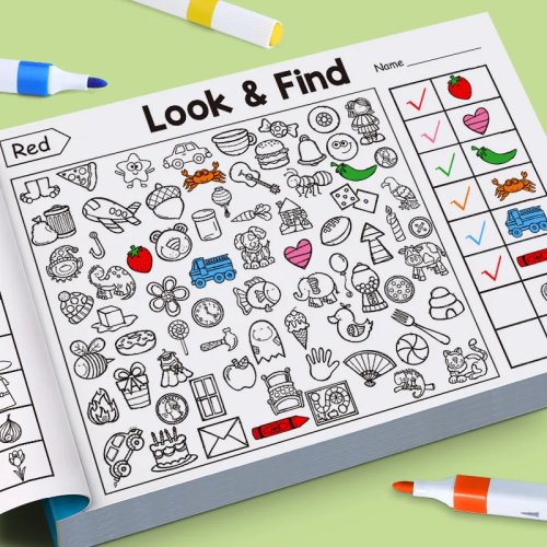 Buku Aktivitas Anak: Cari dan Temukan + Mewarnai + Latihan Menulis — Persepsi Visual dan Fokus