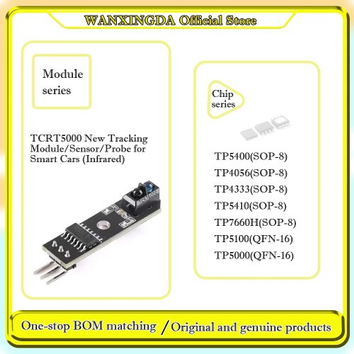 Kit de componentes electrónicos: TP4056/TP5410/TP5400/TP5100/TP5000/TP4333/TP7660H + sensor de seguimiento TCRT5000, nuevo, con funda de plástico para móvil