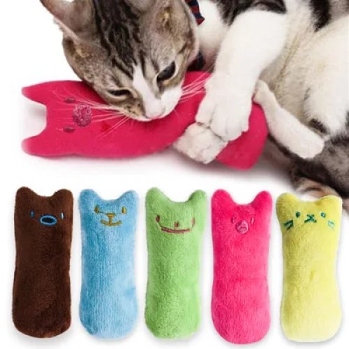 Catnip Chew Toy — Funny Interactive Plush Toy for Cats & Kittens, bite/chew play with squeaker, helps dental chewing