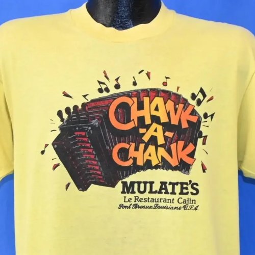 T-shirt vintage années 80 Mulate's Cajun Restaurant Port Breaux New Orleans - Taille L