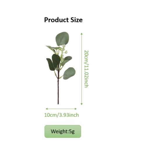 Realistic Artificial Eucalyptus Leaves – Green Plastic Faux Eucalyptus Garland for Wedding Arch, Photo Backdrop & Indoor Decoration