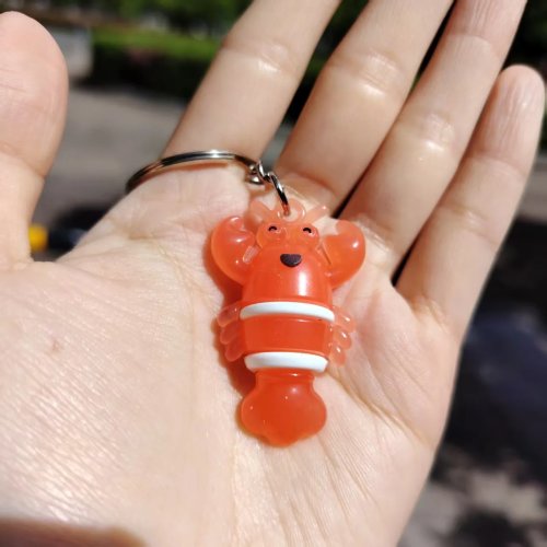 Portachiavi aragosta alla griglia che cambia colore, anello singolo, decorazione per specchietto retrovisore auto