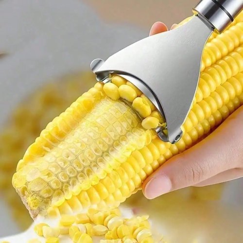 Descascador de milho em aço inox — desgranador serrilhado para retirar grãos da espiga, ferramenta de cozinha