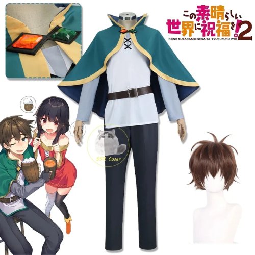 2025 Sato Kazuma Cosplay Costume (KonoSuba) – Uniform Outfit with Wig for Anime, Halloween & Party