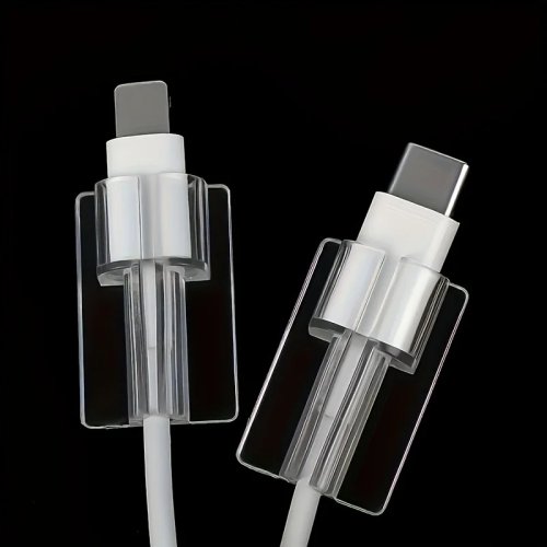 10 unidades Protetor de cabo transparente – Suporte protetor para cabos Lightning (Apple) e USB‑C (Android)