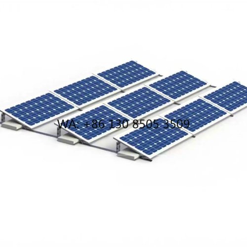 Suporte para painéis solares para telhado plano — disposição Este‑Oeste, alumínio anodizado prateado, montagem com lastro