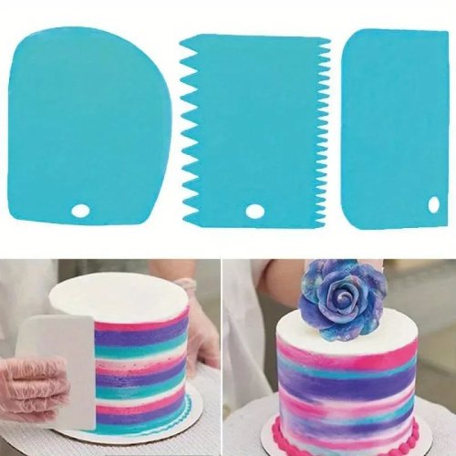 3-piece Cake Decorating Set — Frosting Scrapers & Cream Leveler for DIY Baking