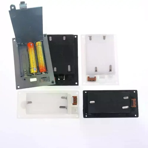 Suporte para 6 pilhas AAA (2x3) - caixa plástica com interruptor e tampa — 1/3 un.