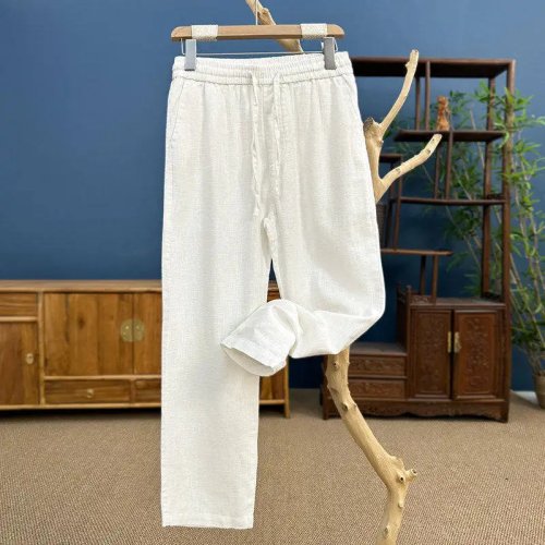Quần nam linen cao cấp – Dáng suông, ống đứng, nhẹ mùa xuân/hè, rộng rãi, thoáng mát và thoải mái dùng hàng ngày (không chống nước)